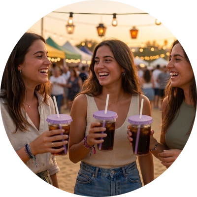 Chicas utlizando tapavasos para prevención 3-circular